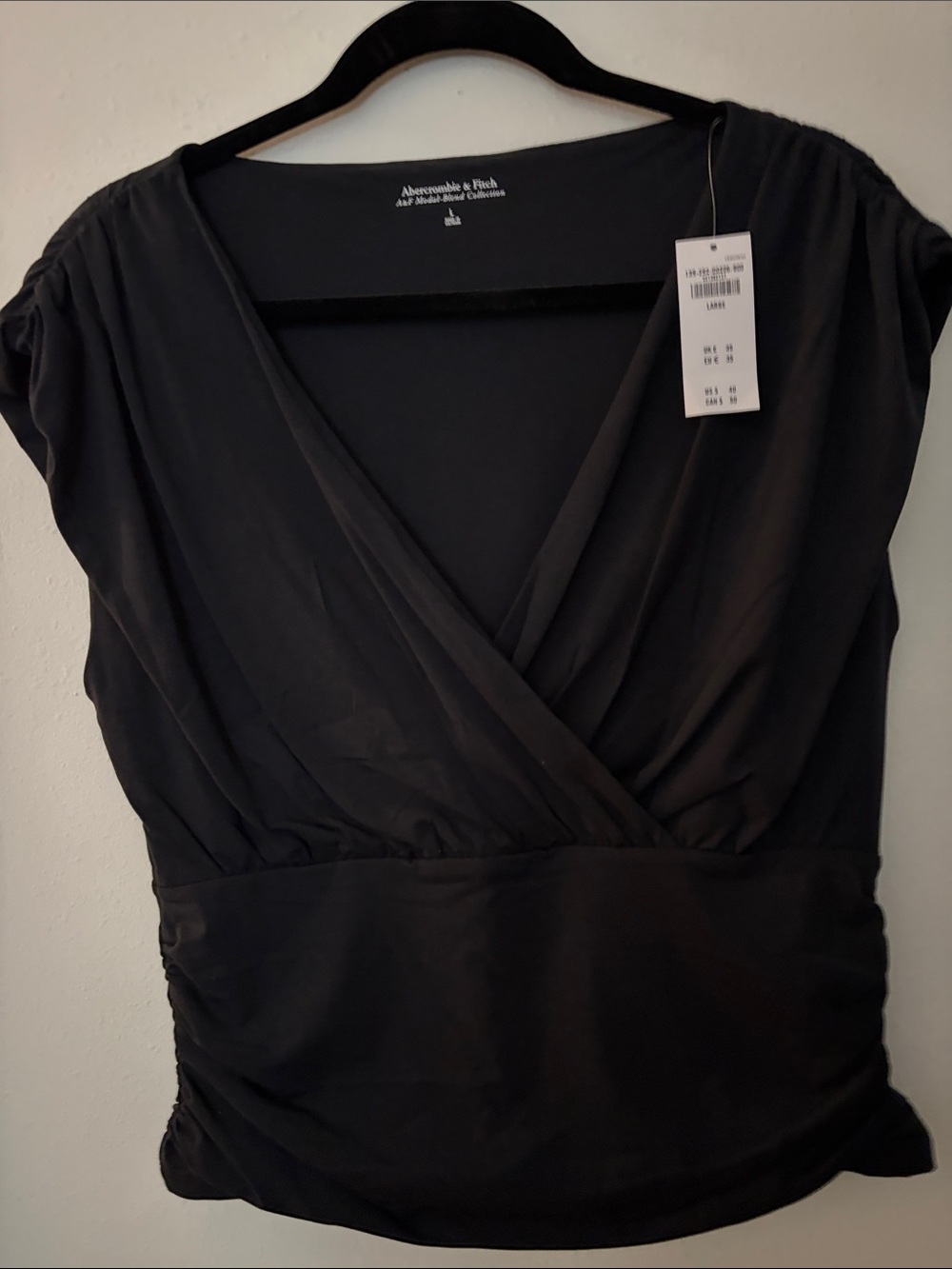 Abercrombie & Fitch Black Wrap-Front Sleep Top